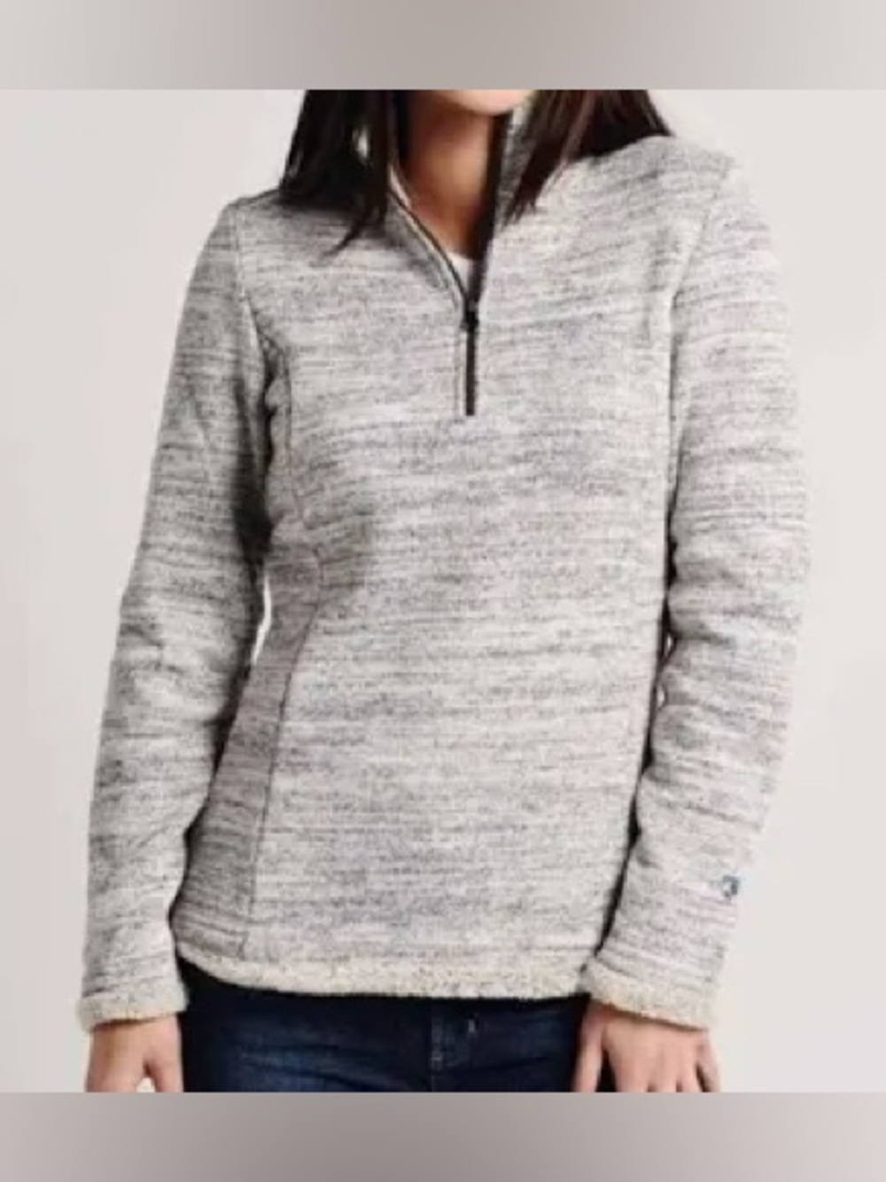 Kuhl Alska 1/4 Zip Heather Light Gray Beige Knit Fleece Alaska Pullover Sz M